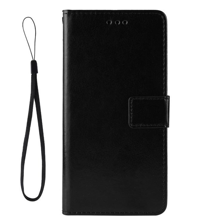 Crazy Horse Wallet Leather Case with Strap for Huawei Y7 (2019)/Y7 Prime (2019) - Black