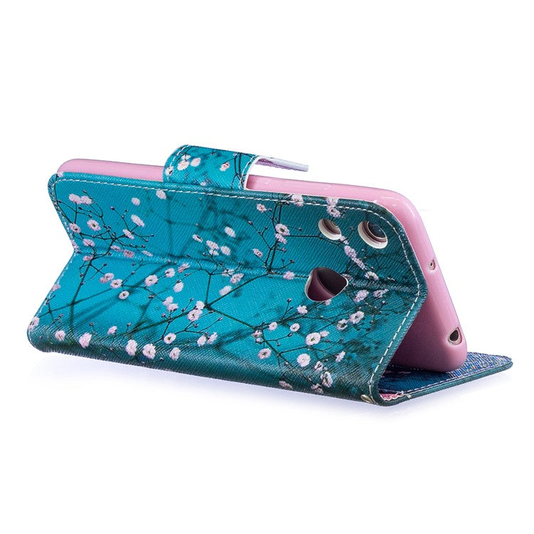 Pattern Printing PU Leather Flip Cover for Huawei Honor 8A - Tree with Flowers