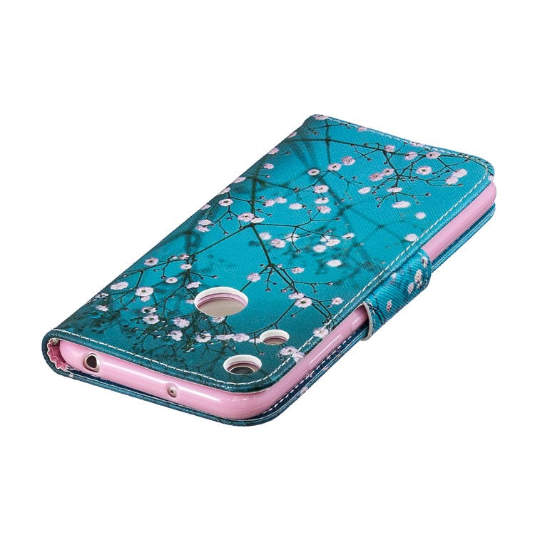 Pattern Printing PU Leather Flip Cover for Huawei Honor 8A - Tree with Flowers