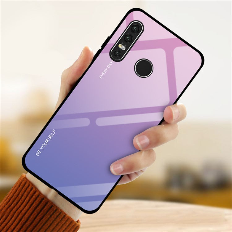 Gradient Tempered Glass TPU + PC Mobile Back Cover for Huawei P30 Lite / nova 4e - Rose / Blue