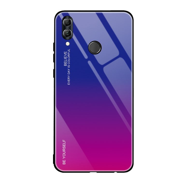 Gradient Color Glass + PC + TPU Hybrid Case for Huawei Honor 10 Lite - Blue / Rose