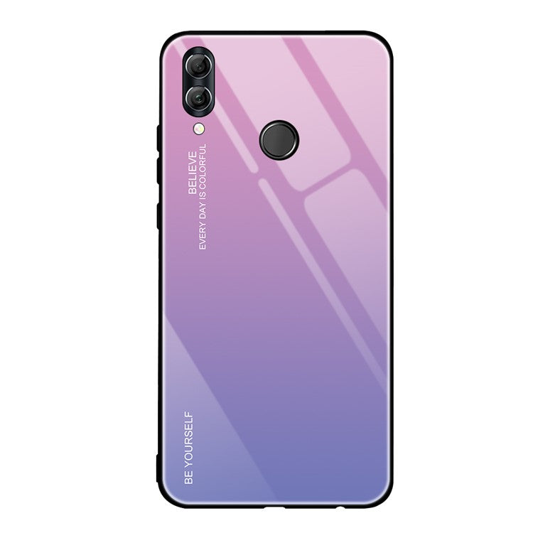 Gradient Color Glass + PC + TPU Hybrid Case for Huawei Honor 10 Lite - Pink / Blue