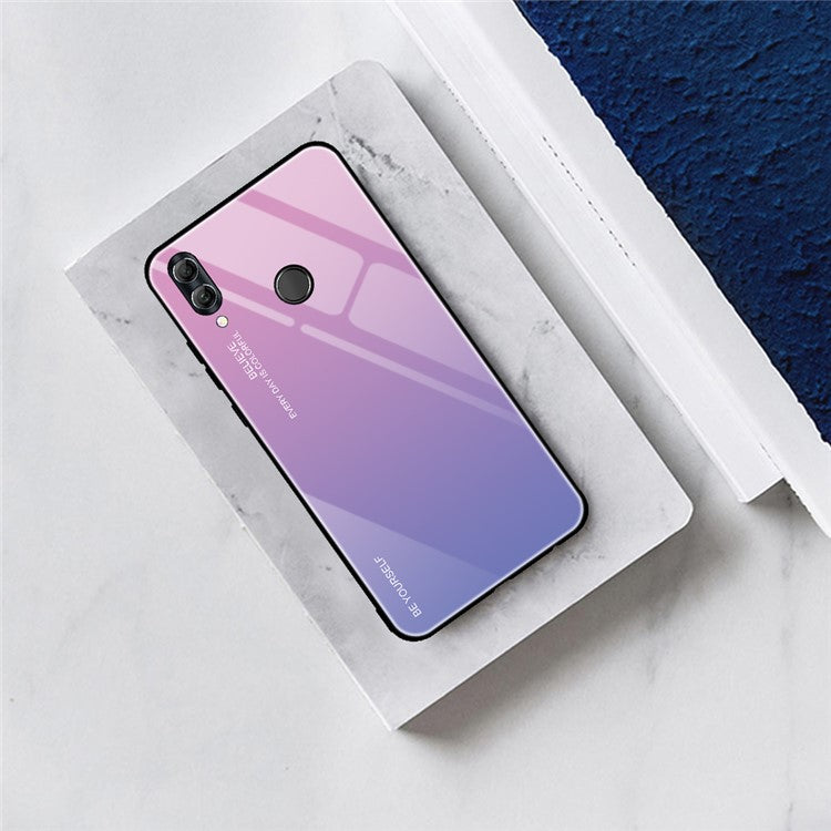 Gradient Color Glass + PC + TPU Hybrid Case for Huawei Honor 10 Lite - Pink / Blue