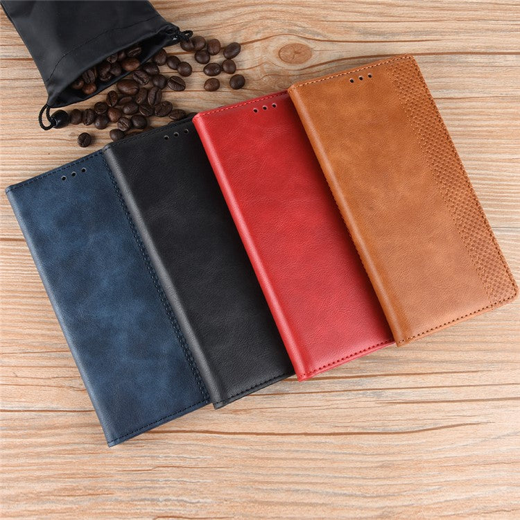 Auto-absorbed Vintage Leather Wallet Phone Shell for Huawei P30 Lite/nova 4e/P30 Lite New Edition - Black