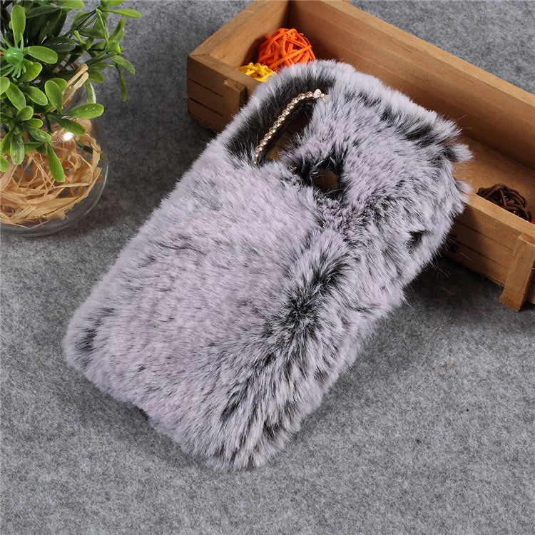 Soft Fur Coated Rhinestone TPU Case for Huawei P30 Lite - Black