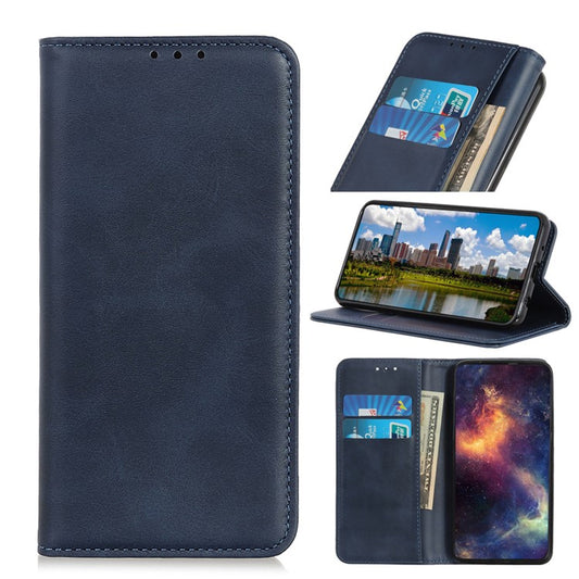 Auto-absorbed Split Leather Cell Phone Case for Huawei P30 Lite / nova 4e - Blue