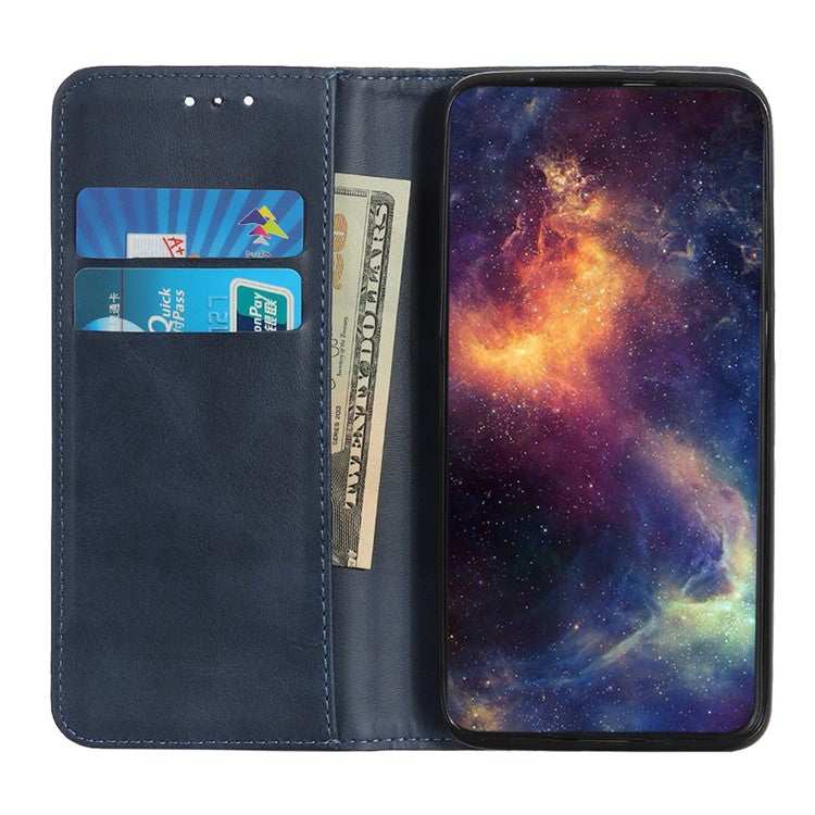Auto-absorbed Split Leather Cell Phone Case for Huawei P30 Lite / nova 4e - Blue