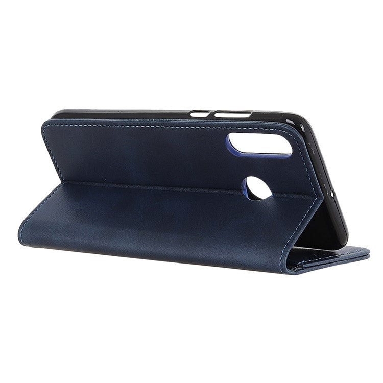Auto-absorbed Split Leather Cell Phone Case for Huawei P30 Lite / nova 4e - Blue