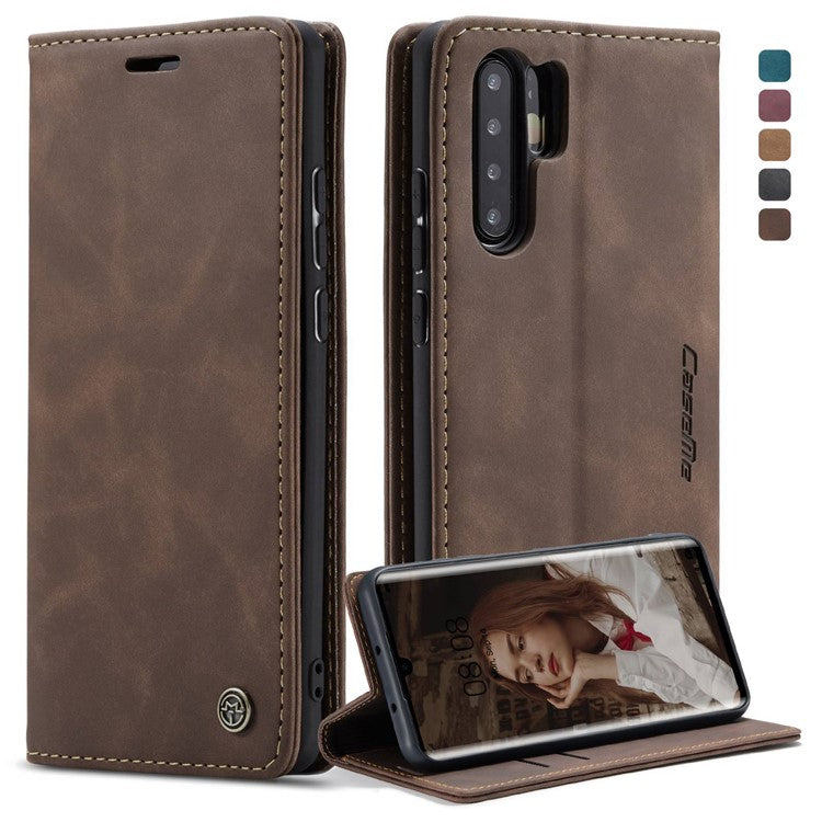 CASEME 013 Series Retro PU Leather Wallet Mobile Case with Stand for Huawei P30 Pro - Dark Brown