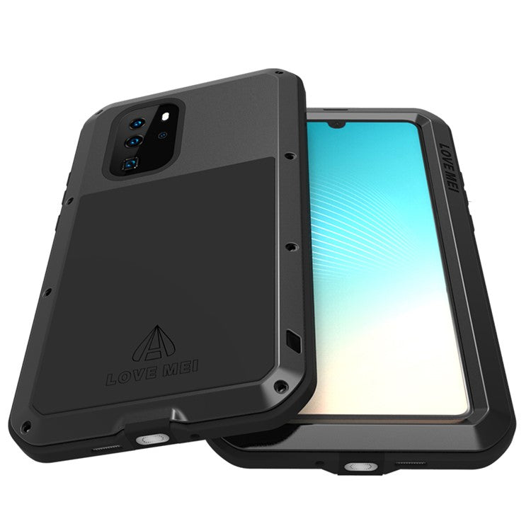 LOVE MEI Shockproof Dropproof Dustproof Case for Huawei P30 Pro Metal + Silicone + Tempered Glass Phone Cover - Black