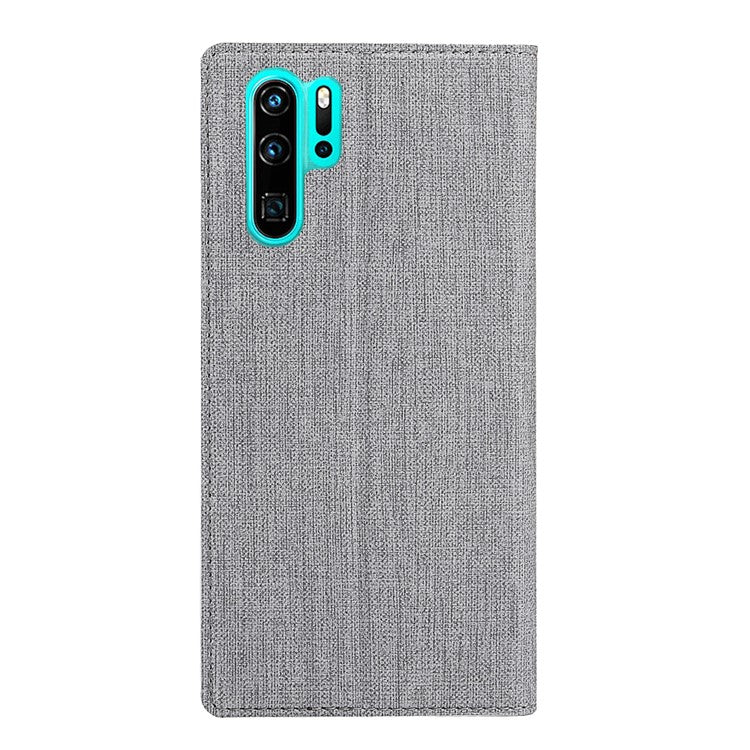 VILI DMX Cross Texture View Window Leather Flip Phone Cover with Card Slot for Huawei P30 Pro - Grey