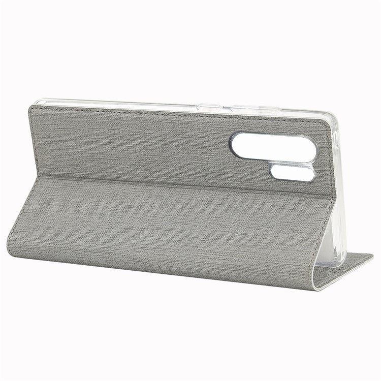 VILI DMX Cross Texture View Window Leather Flip Phone Cover with Card Slot for Huawei P30 Pro - Grey
