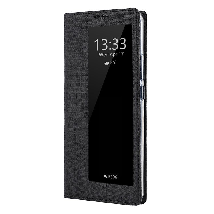 VILI DMX Folding Stand View Window Leather Phone Cover Case for Huawei P30 - Black