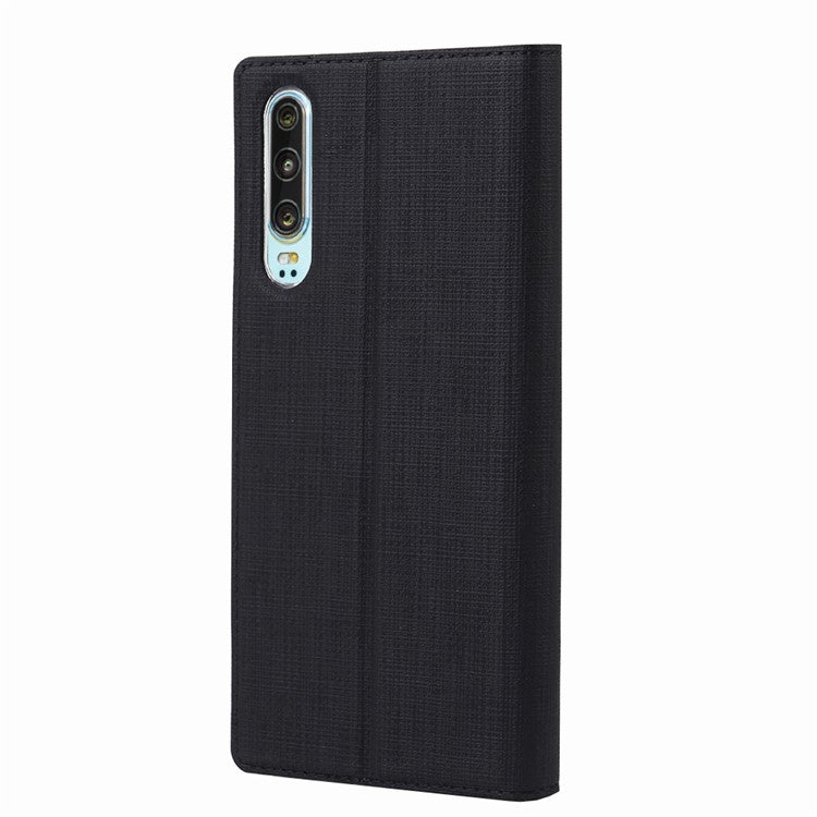 VILI DMX Folding Stand View Window Leather Phone Cover Case for Huawei P30 - Black