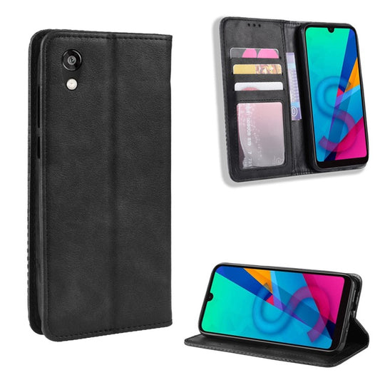 Auto-absorbed Vintage Style PU Leather Wallet Case for Huawei Honor 8S / Y5 (2019)  - Black