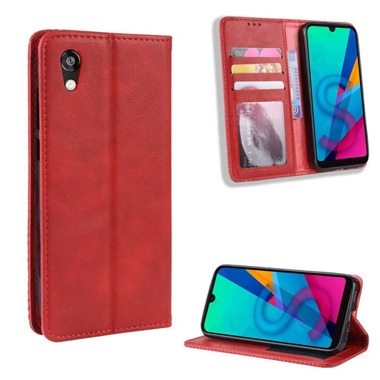 Auto-absorbed Vintage Style PU Leather Wallet Case for Huawei Honor 8S / Y5 (2019)  - Red