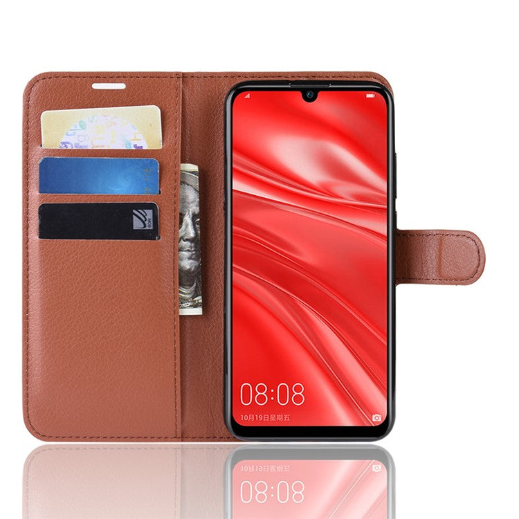 Litchi Skin Wallet Leather Stand Case for Huawei P Smart Plus 2019 / Enjoy 9s /  Maimang 8 - Brown