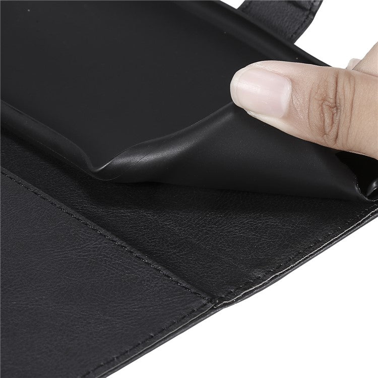 For Huawei P30 Lite / nova 4e Case 2 in 1 Detachable Magnetic Leather Wallet Mobile Cover with Strap - Black