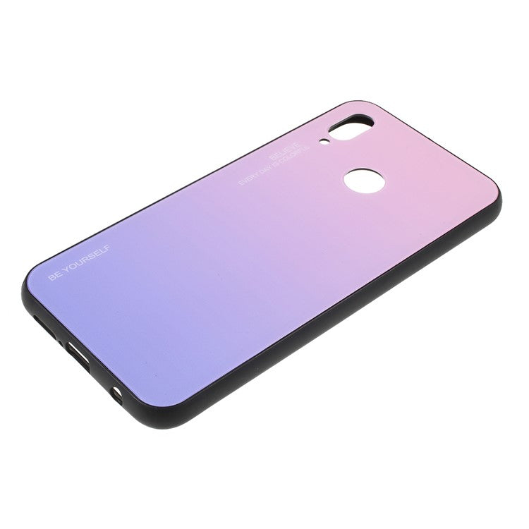 For Huawei P20 Lite / Nova 3e Gradient Color Glass + PC + TPU Hybrid Case - Pink / Blue