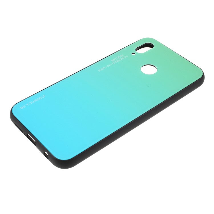 For Huawei P20 Lite / Nova 3e Gradient Color Glass + PC + TPU Hybrid Case - Green / Blue