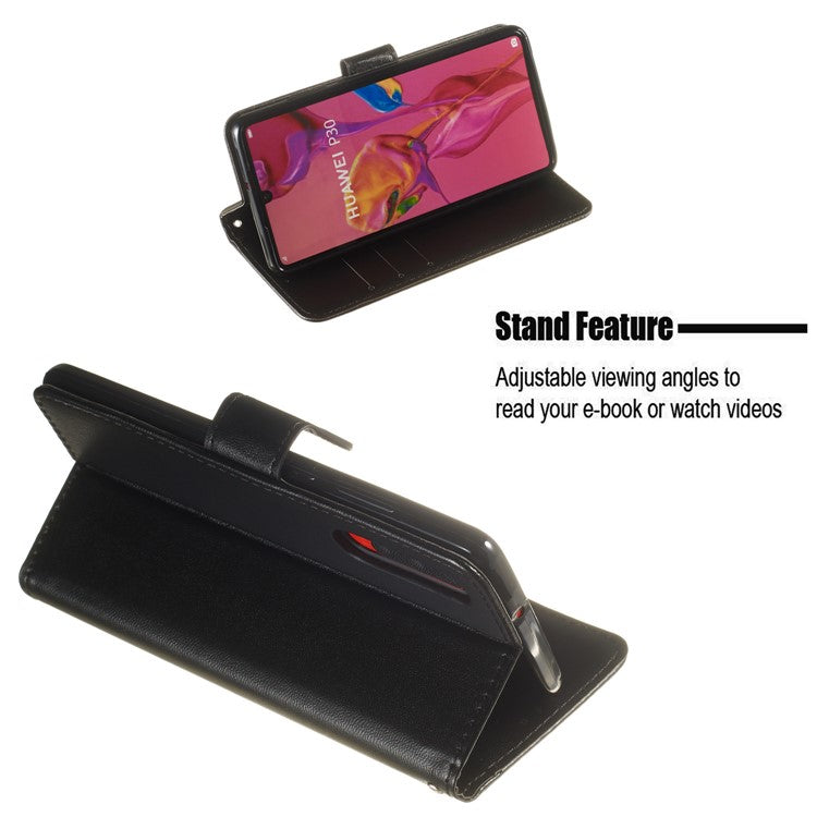 Wallet Leather Stand Case for Huawei P30 - Black