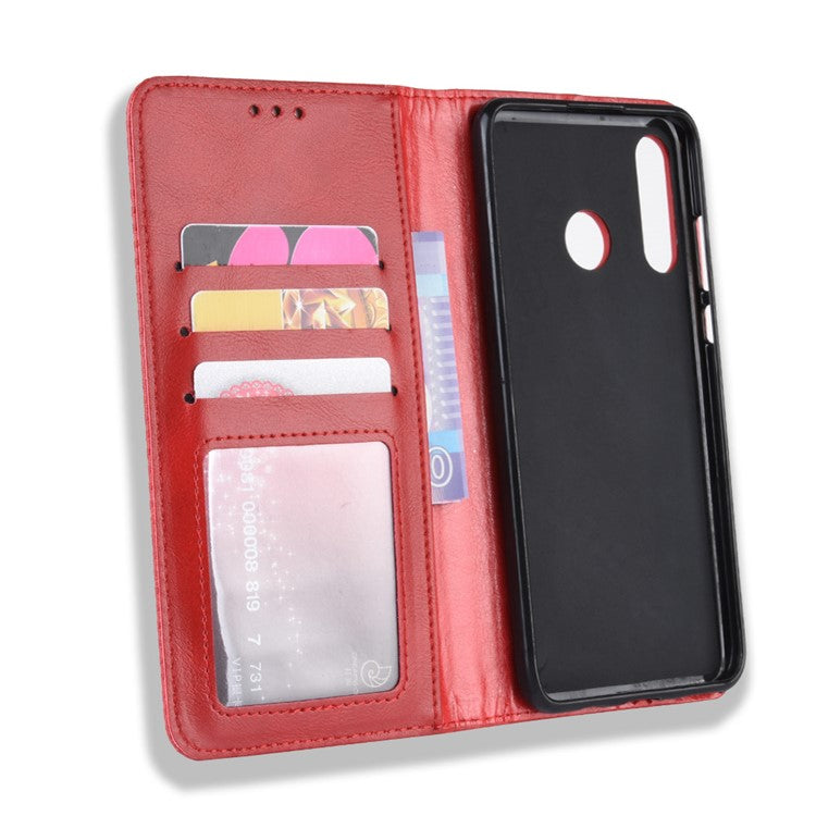 Vintage Style Leather Wallet Case for Huawei Honor 20 Lite - Red