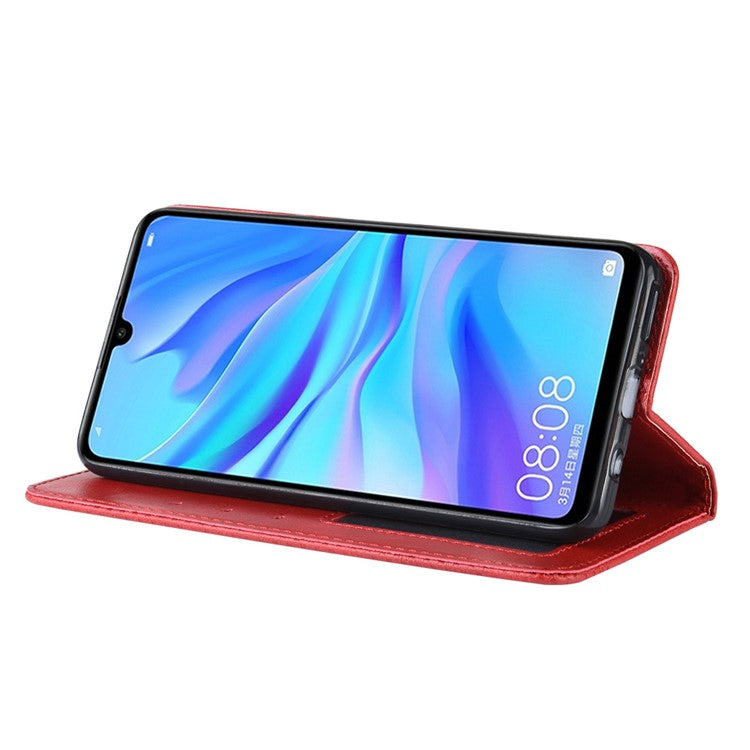 Vintage Style Leather Wallet Case for Huawei Honor 20 Lite - Red