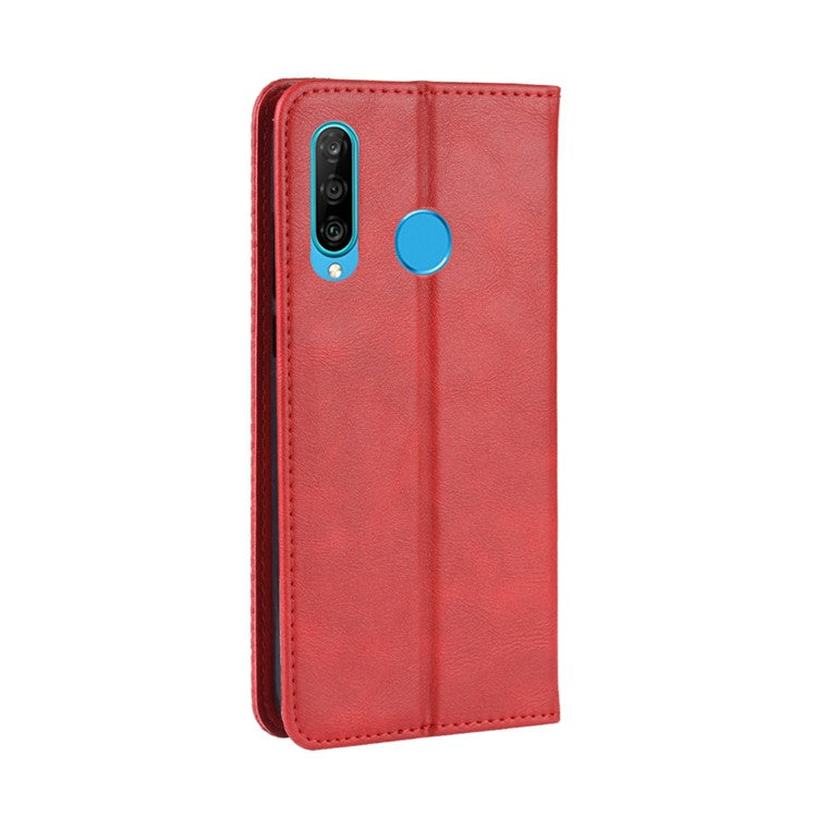 Vintage Style Leather Wallet Case for Huawei Honor 20 Lite - Red