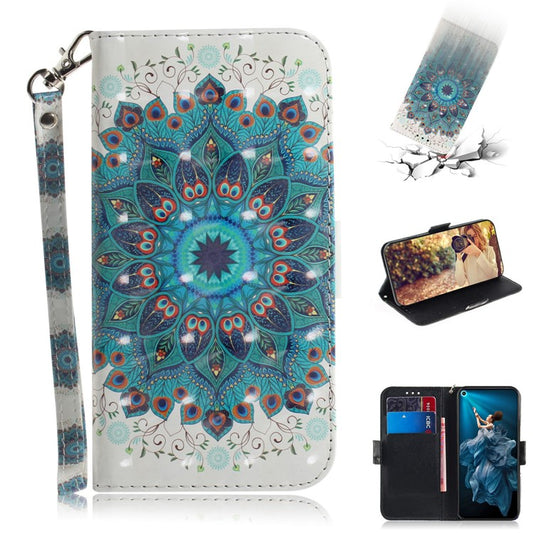 3D Light Spot Decor Pattern Printing Leather Wallet Stand Case for Huawei Honor 20S / Honor 20 / nova 5T - Charming Flower