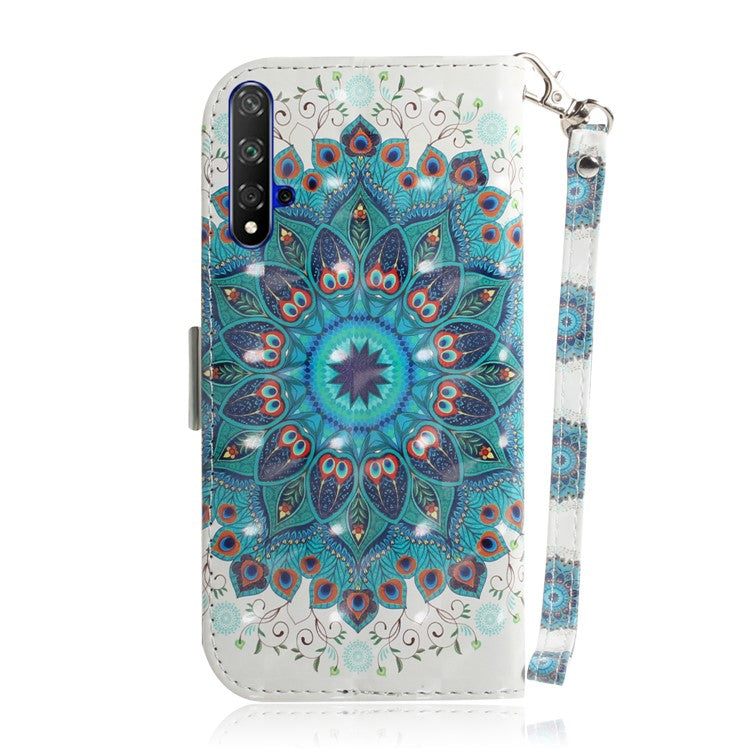 3D Light Spot Decor Pattern Printing Leather Wallet Stand Case for Huawei Honor 20S / Honor 20 / nova 5T - Charming Flower