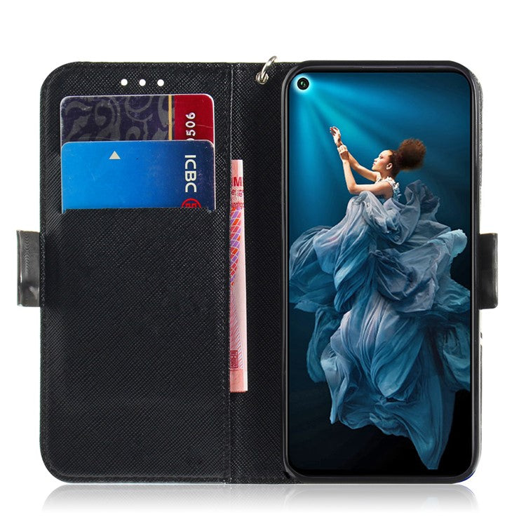 3D Light Spot Decor Pattern Printing Leather Wallet Stand Case for Huawei Honor 20S / Honor 20 / nova 5T - Charming Flower