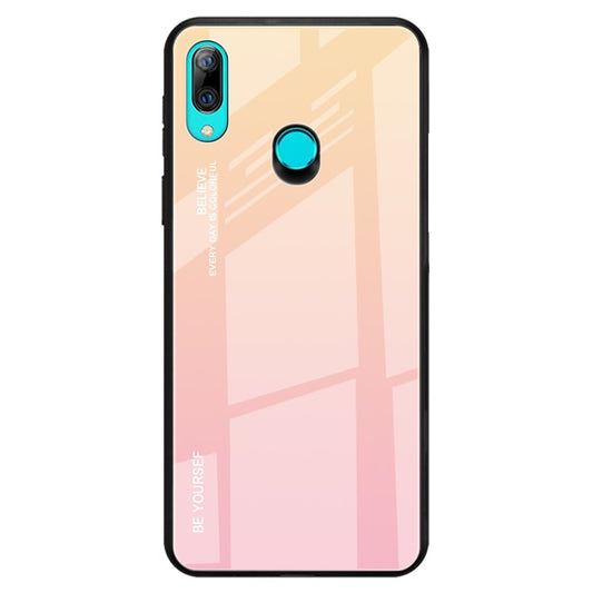 Gradient Color Glass + TPU Hybrid Case for Huawei P Smart Z - Gold / Pink