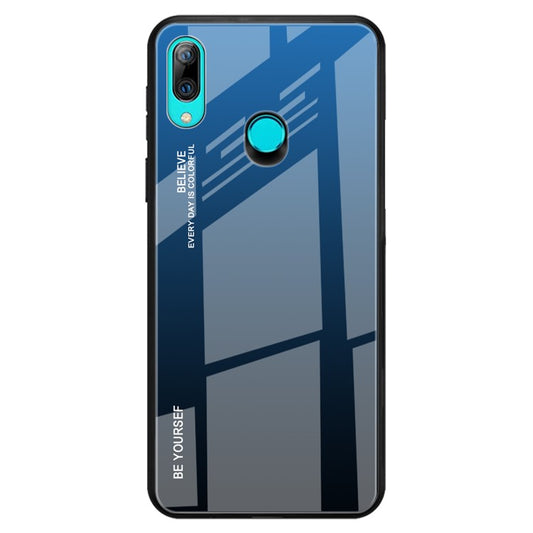 Gradient Color Glass + TPU Hybrid Case for Huawei P Smart Z - Blue / Black