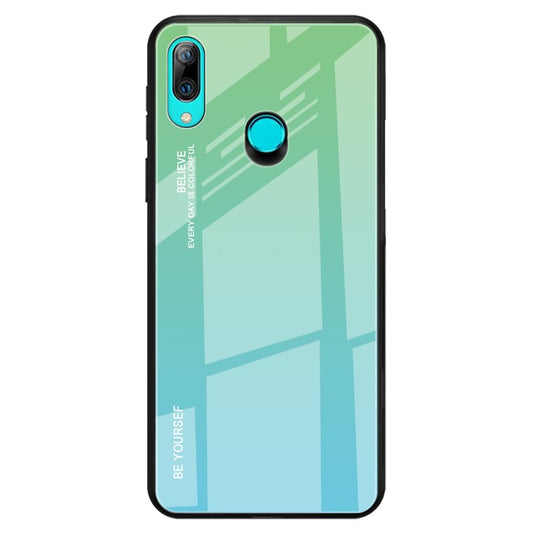 Gradient Color Glass + TPU Hybrid Case for Huawei P Smart Z - Green / Blue