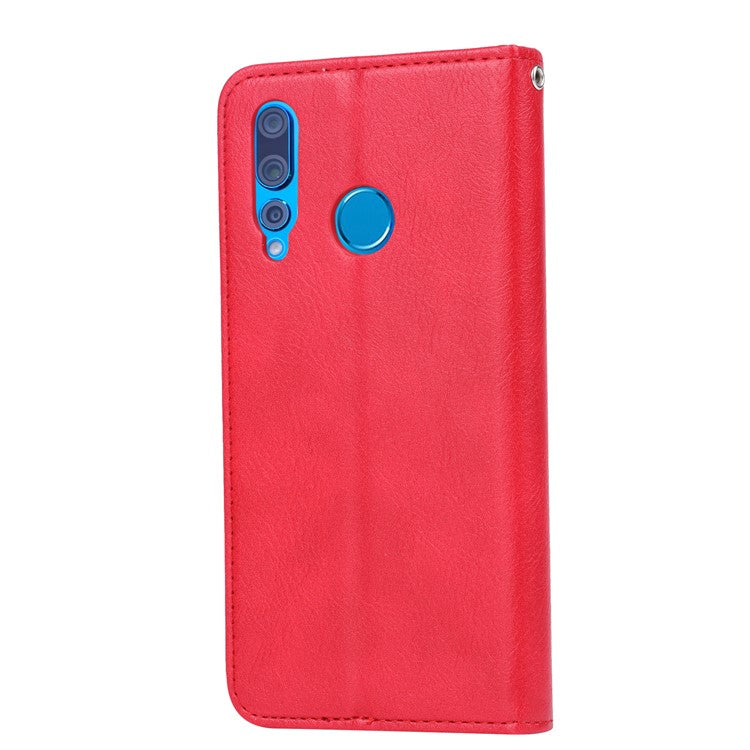 Auto-absorbed PU Leather Stand Wallet Phone Shell for Huawei Honor 9X (Global)/P Smart Z / Y9 Prime 2019 - Red