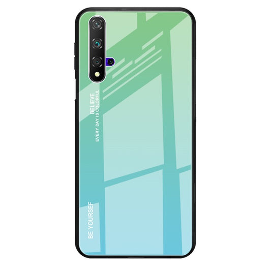 Gradient Color Glass + TPU Hybrid Case for Huawei Honor 20 / Honor 20s - Green / Blue