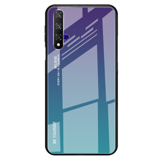 Gradient Color Glass + TPU Hybrid Case for Huawei Honor 20 / Honor 20s - Blue / Purple