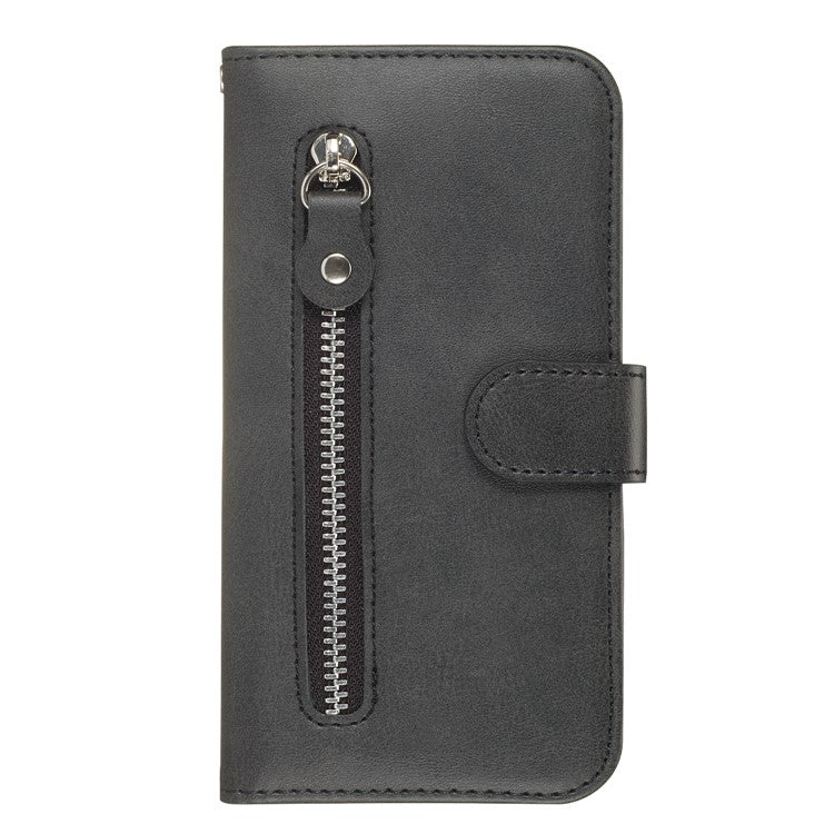 Zipper Wallet Leather Stand Phone Casing for Huawei Y5 (2019) / Honor 8S - Black