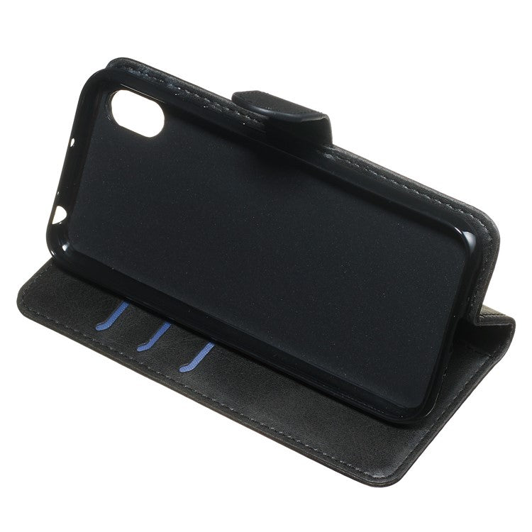 Zipper Wallet Leather Stand Phone Casing for Huawei Y5 (2019) / Honor 8S - Black