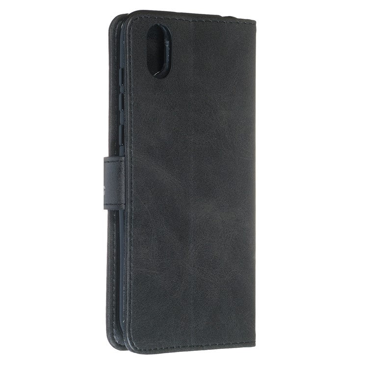 Zipper Wallet Leather Stand Phone Casing for Huawei Y5 (2019) / Honor 8S - Black