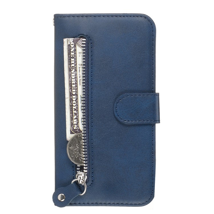 Zipper Pocket Wallet Stand PU Leather Case for Huawei P30 Pro - Blue