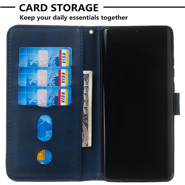 Zipper Pocket Wallet Stand PU Leather Case for Huawei P30 Pro - Blue