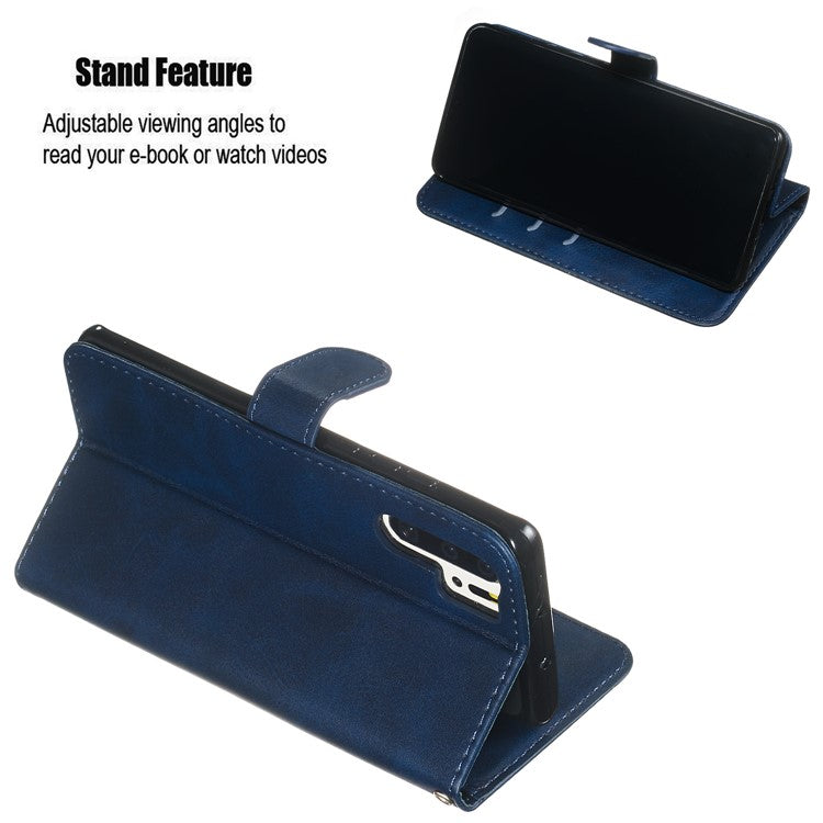 Zipper Pocket Wallet Stand PU Leather Case for Huawei P30 Pro - Blue