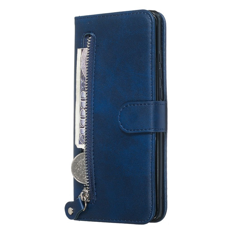 Zipper Pocket Wallet Stand PU Leather Case for Huawei P30 Pro - Blue