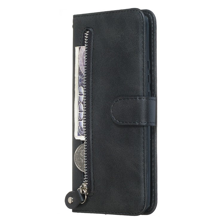 Zipper Pocket Flip Leather Wallet Case for Huawei Honor 9X (Global)/ P Smart Z/Y9 Prime/ Enjoy 10 Plus - Black