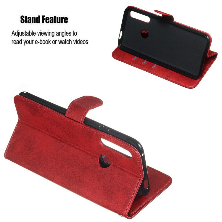 Zipper Pocket Flip Leather Wallet Case for Huawei Honor 9X (Global)/ P Smart Z/Y9 Prime/ Enjoy 10 Plus - Red