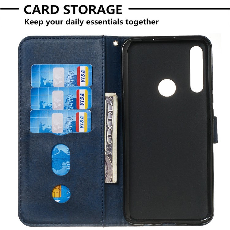 Zipper Pocket Flip Leather Wallet Case for Huawei Honor 9X (Global)/ P Smart Z/Y9 Prime/ Enjoy 10 Plus - Blue