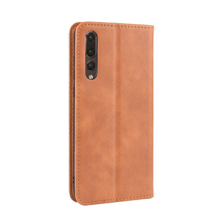 Retro Leather Wallet Phone Shell Casing for Huawei P20 Pro - Brown