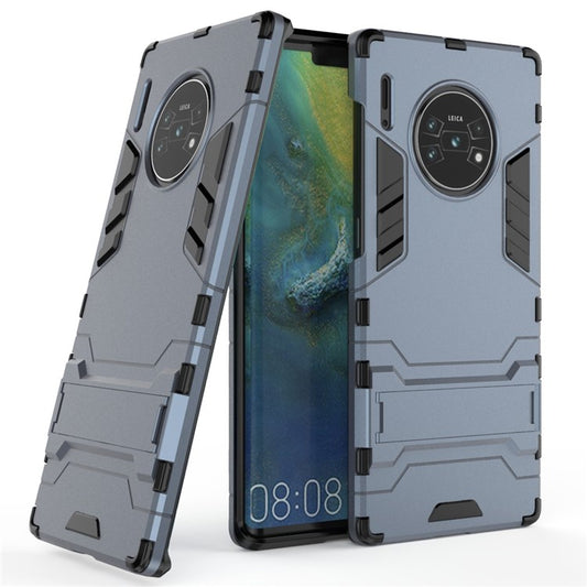 2-in-1 Plastic + TPU Combo Shell with Kickstand for Huawei Mate 30 Pro - Dark Blue