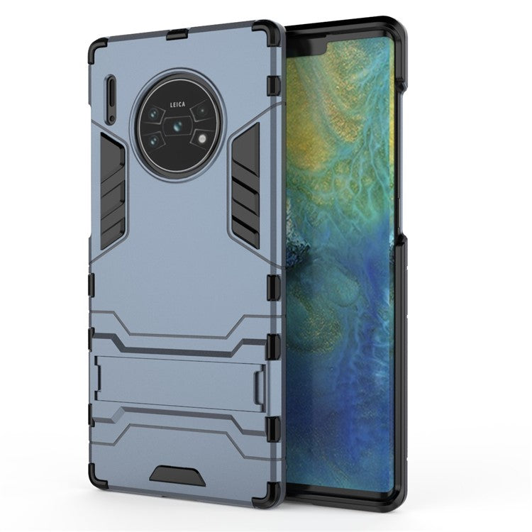 2-in-1 Plastic + TPU Combo Shell with Kickstand for Huawei Mate 30 Pro - Dark Blue